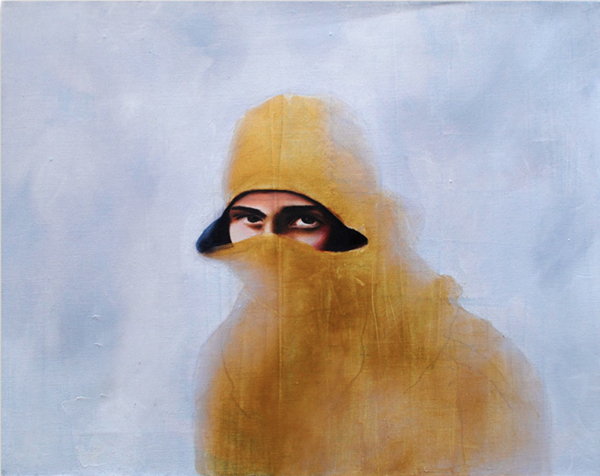 Tatyana Fazlalizadeh, Rioter, Oil on Canvas, 2011