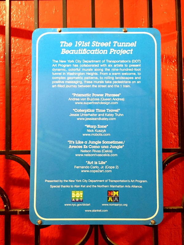 191 Street Tunnel - Washington Heights - Plaque