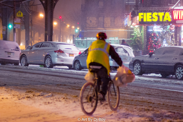 Delivery Man in Snow - Washington Heights